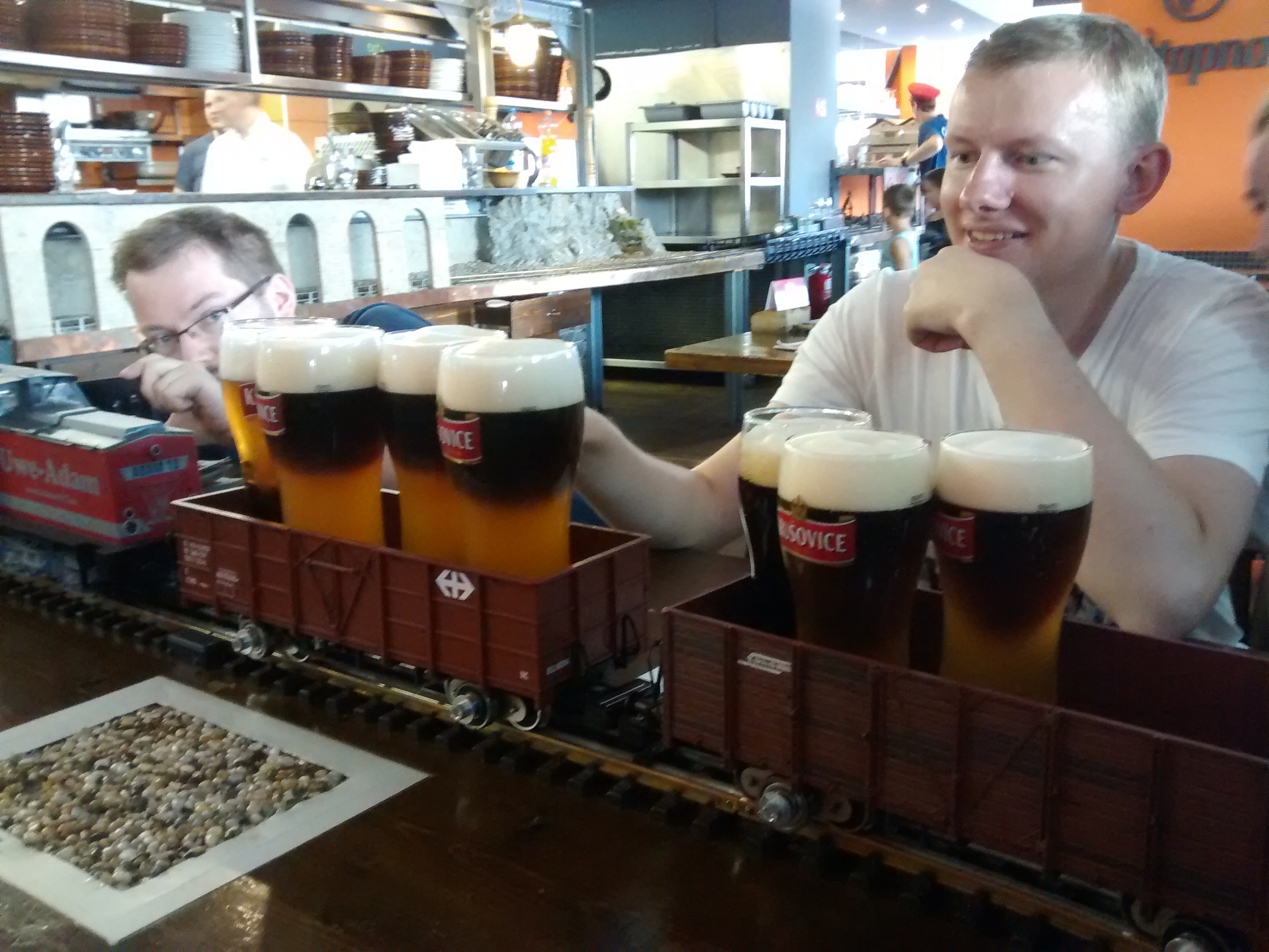 Choo choo. Here comes the beer train.
