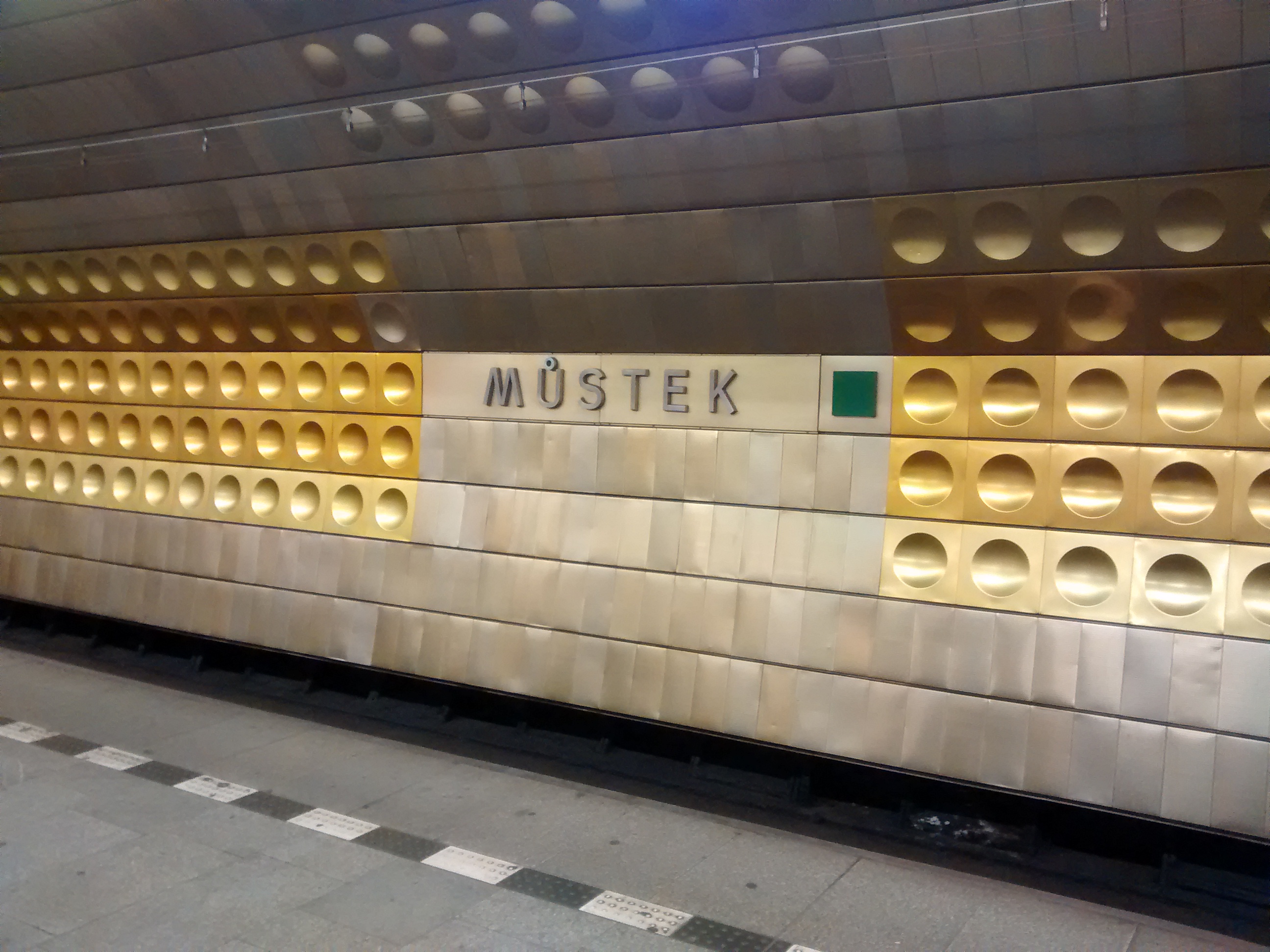 The MUSTEK stop in the Prague underground transit system. Very Soviet-era design.